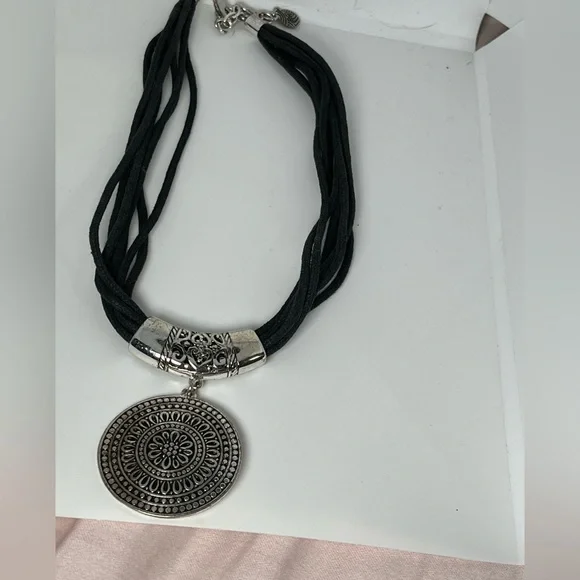 Scroll and Dots Large Pendant Necklace - Picture 2 of 4